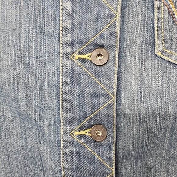 Venezia Blue Denim Button Down Knee Length Boho Western Skirt Size 14 - Picture 4 of 10